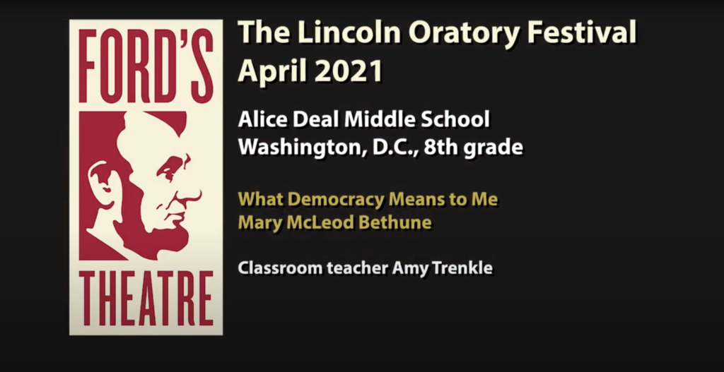 Slide introducing Ludlow Taylor Elementary School's entry in the 2021 Lincoln Oratory Festival.